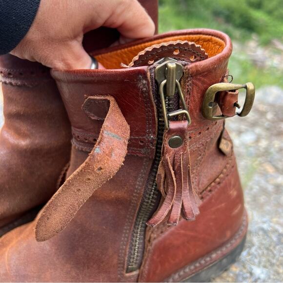 Roberto Garrudo Brown Suede Short Molded Ankle Boot Tassel Zip Buckle Size 42 - Picture 4 of 9